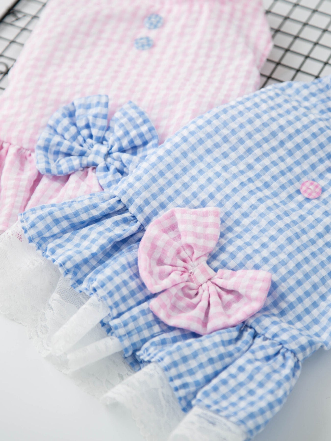 Gingham Ruffle Lace Pet Dress