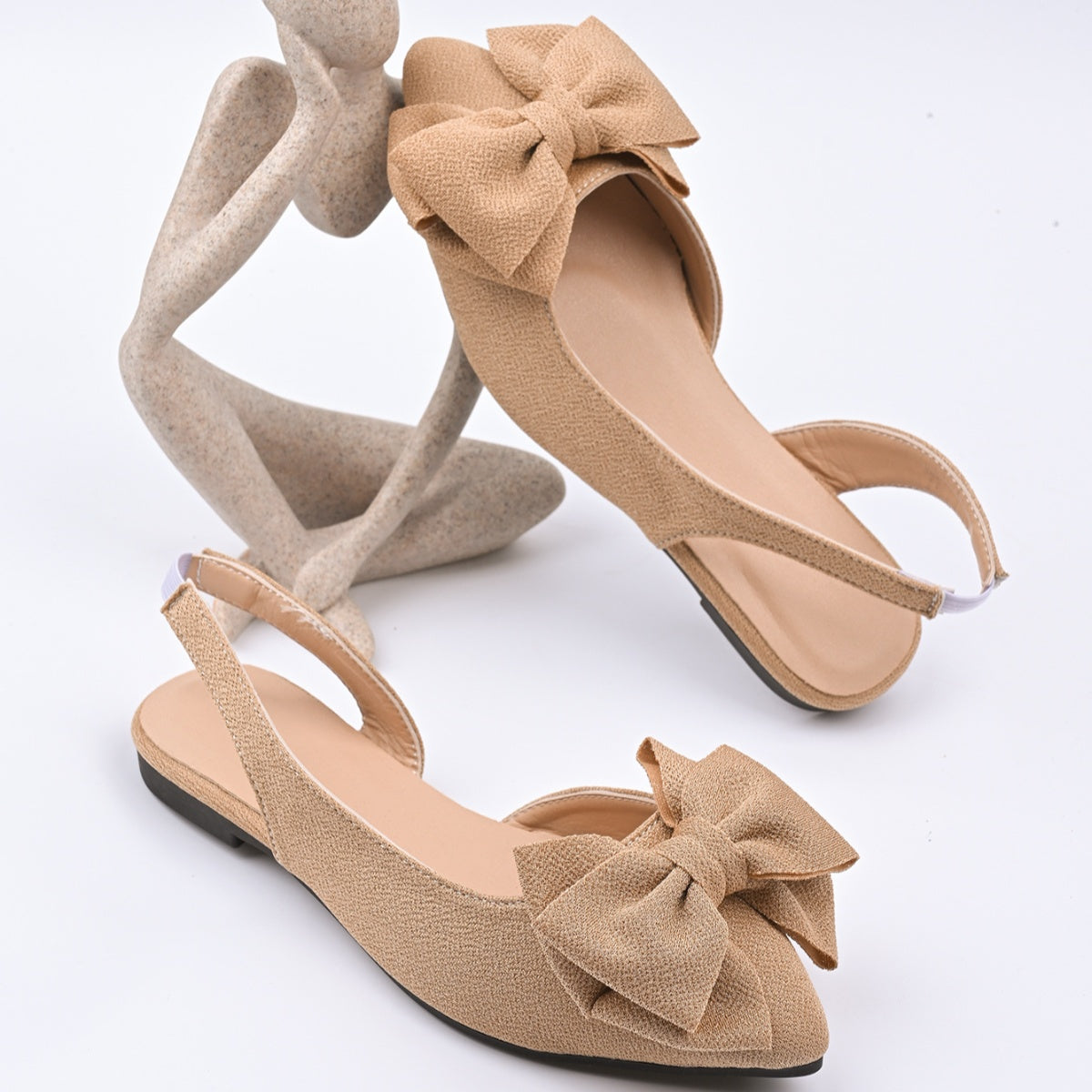 Bow Point Toe Slingback Sandals