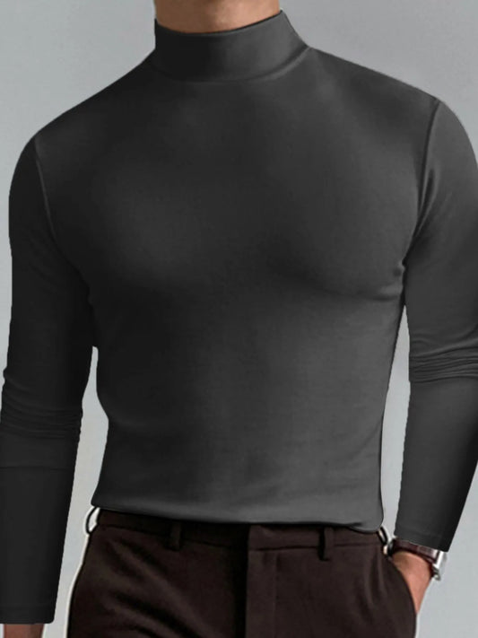 Men's Full Size Turtleneck Long Sleeve T-Shirt Plus Size