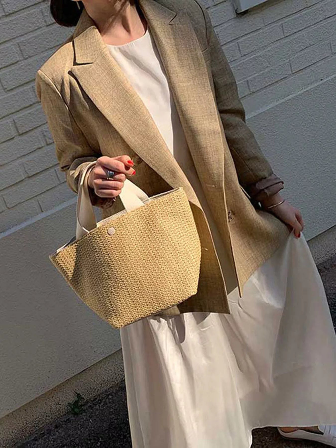 Woven Straw Tote Bag