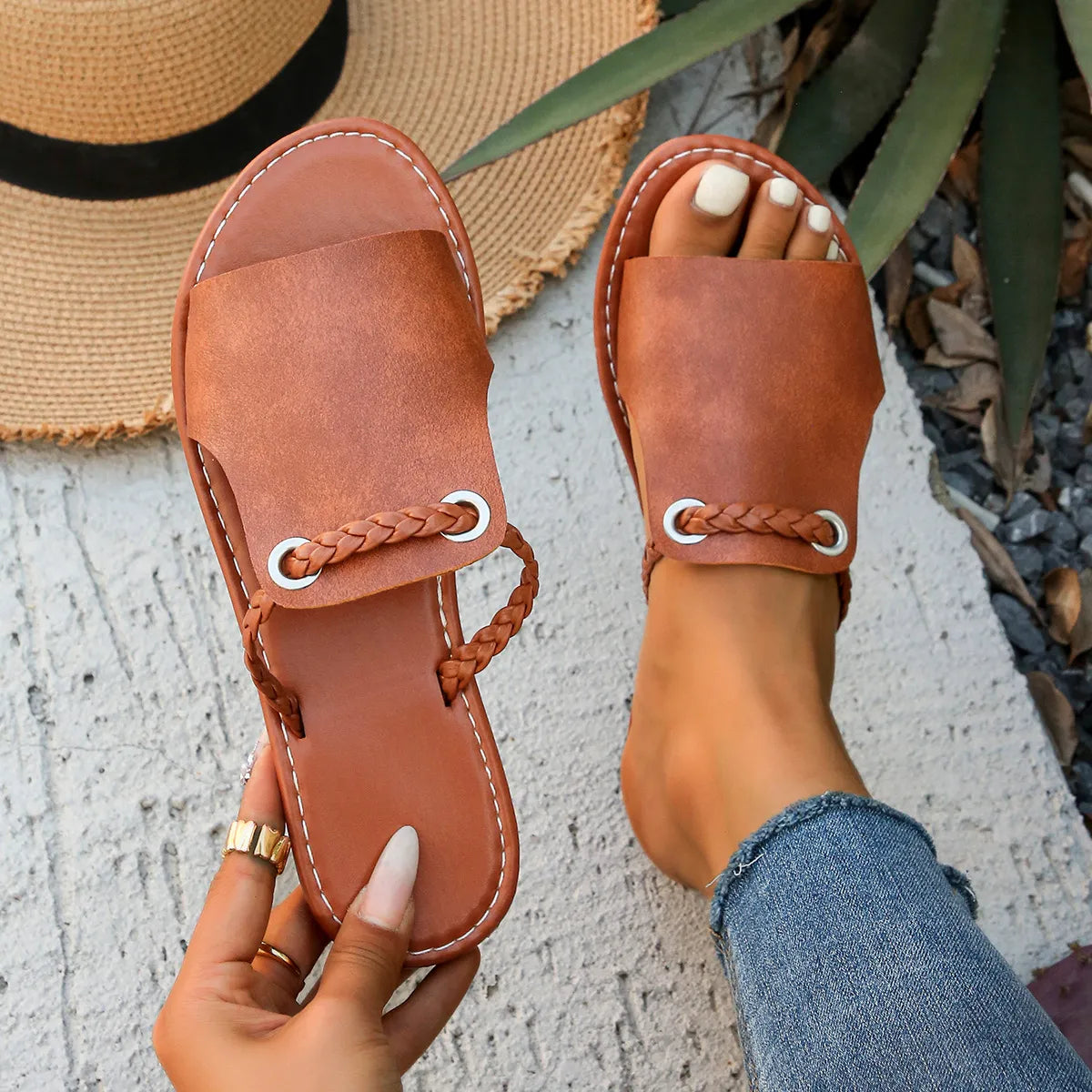 Open Toe Flats Sandals