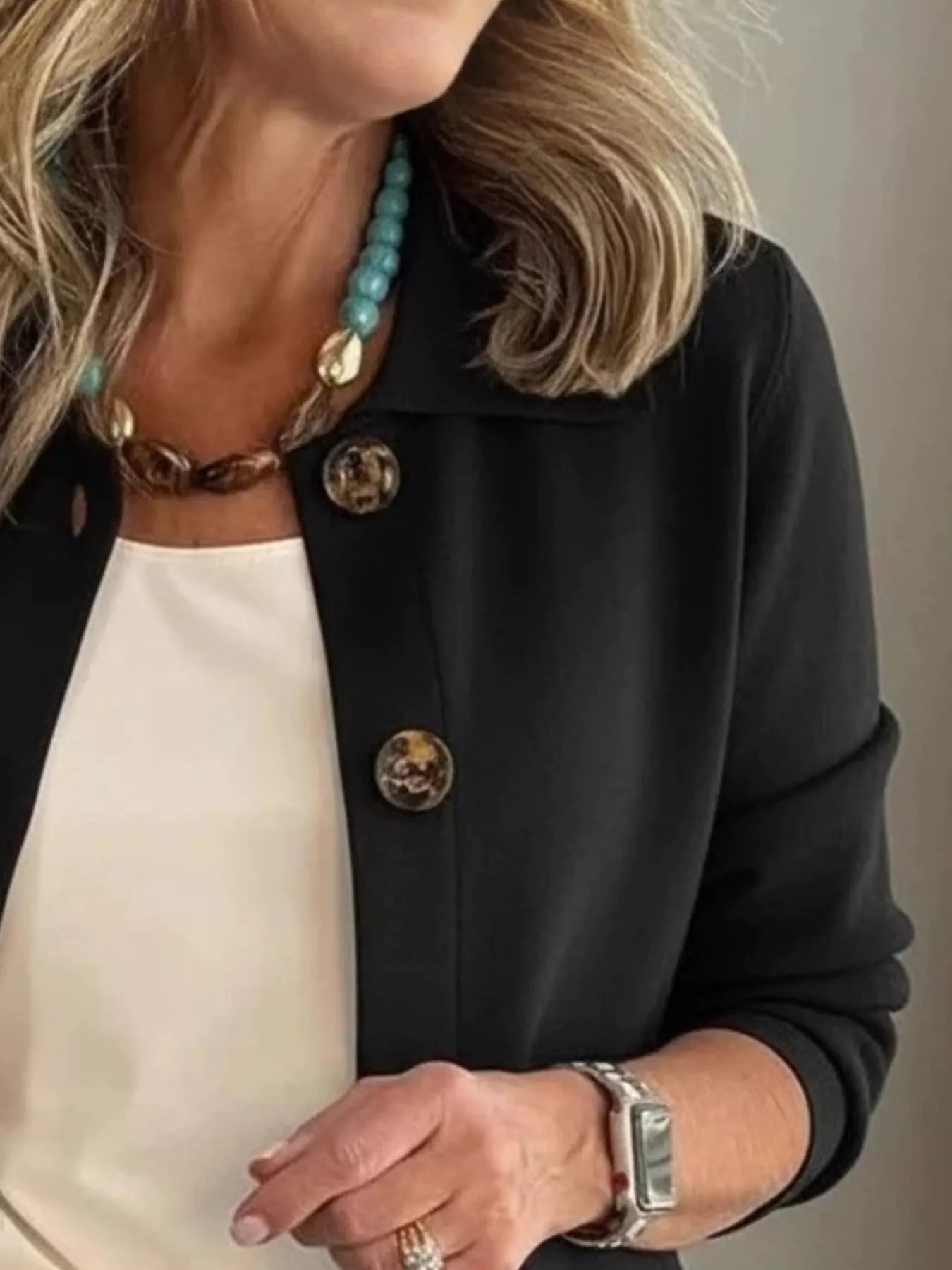 Full Size Long Sleeve Button-Down Outerwear Plus Size