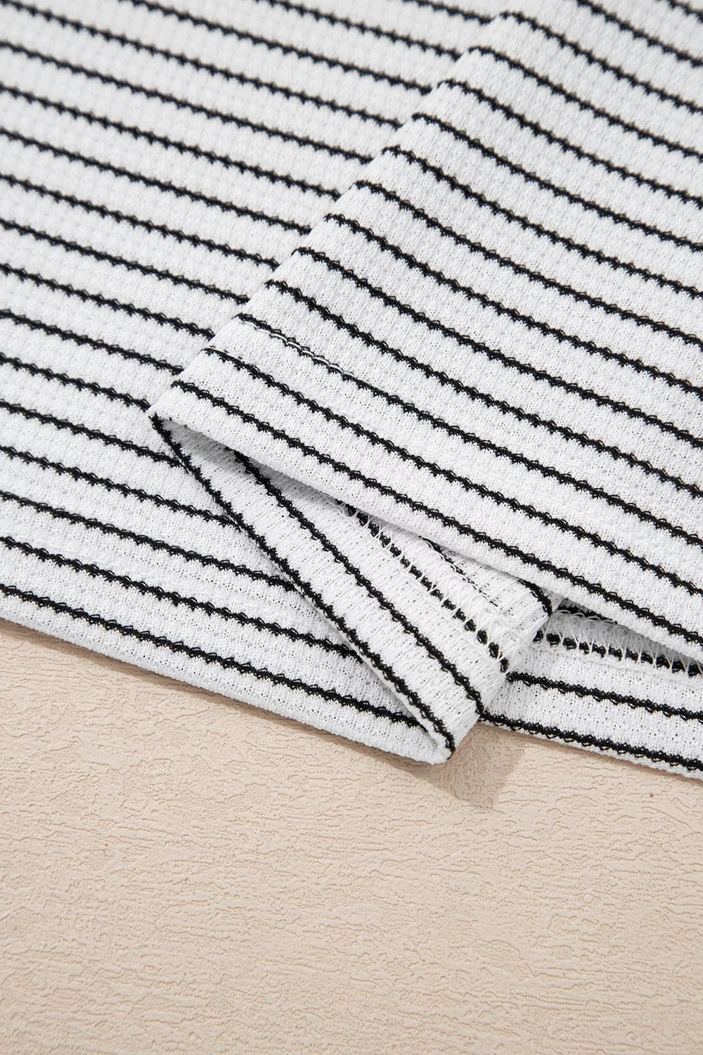 Stripe Contrasted Ruffle Trim Loose Long Sleeve Top