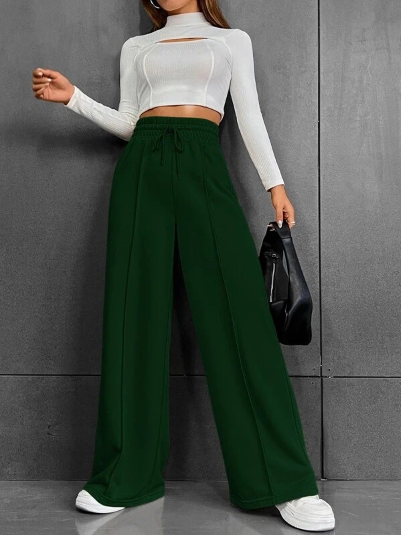 Wide Leg Drawstring Waist Pants