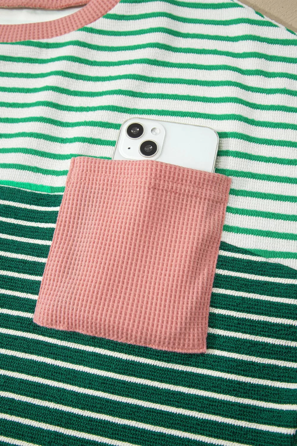 Stripe Contrast Print Color Block Detail Relaxed Tee