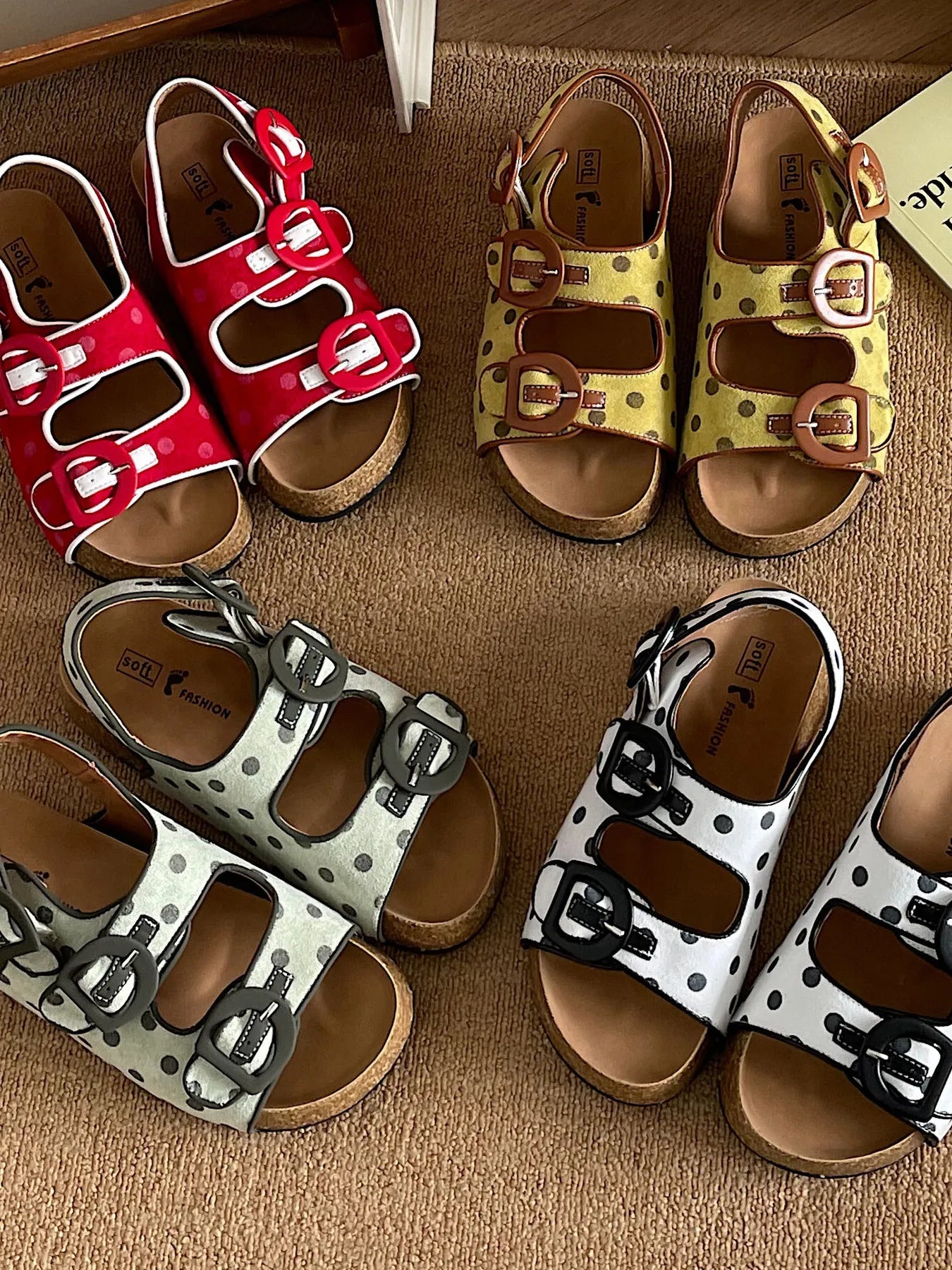 Polka Dot Double Buckle Platform Sandals
