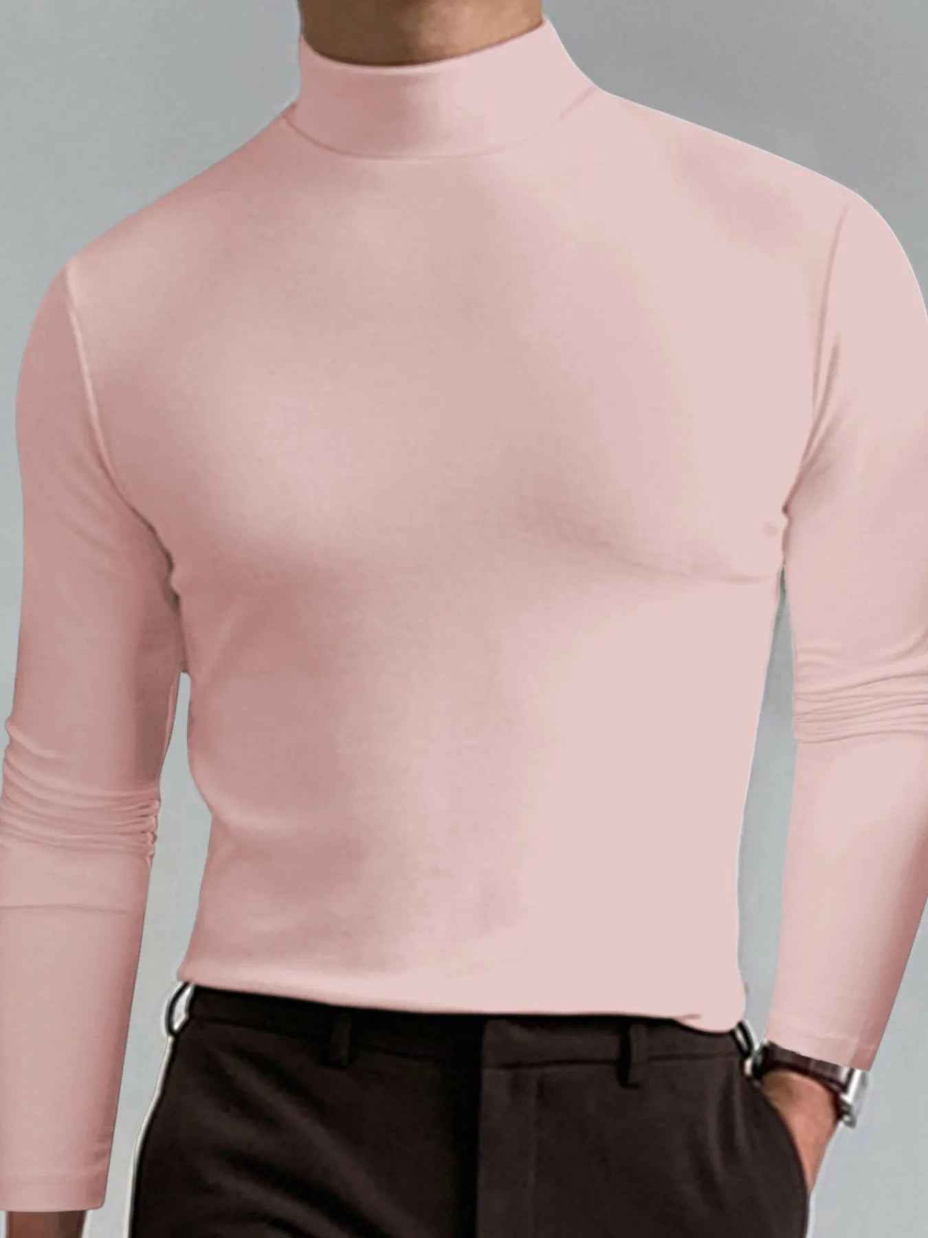 Men's Full Size Turtleneck Long Sleeve T-Shirt Plus Size