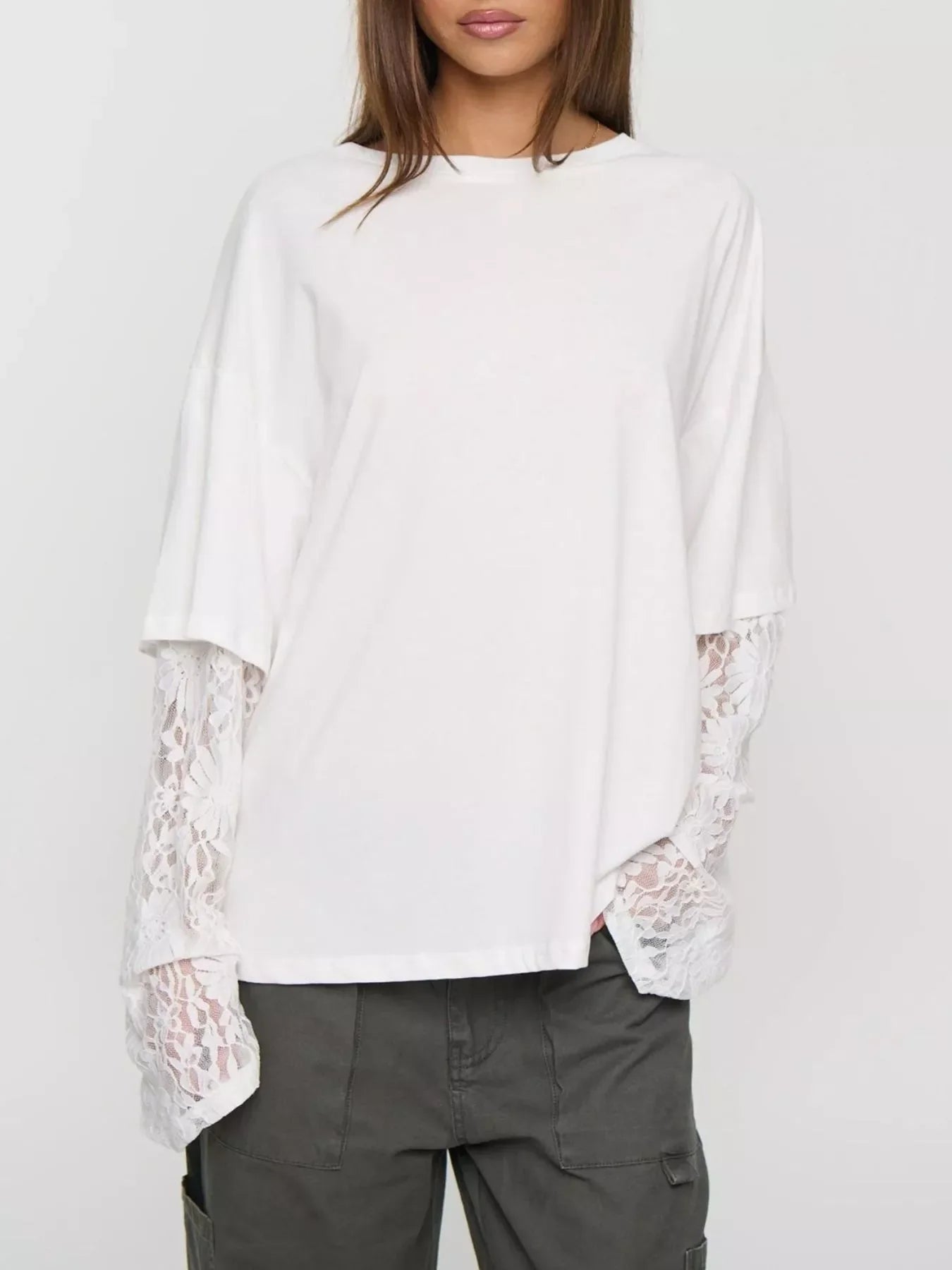 Layered Lace-Sleeve T-Shirt