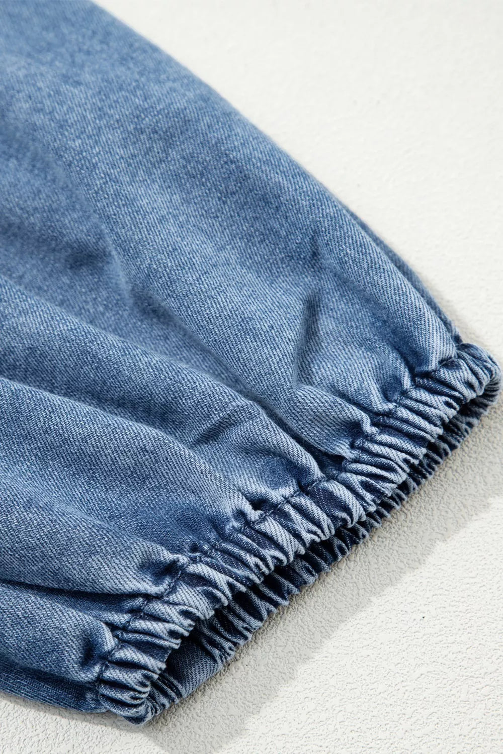 Puff Half Sleeve Collared Denim Shirt