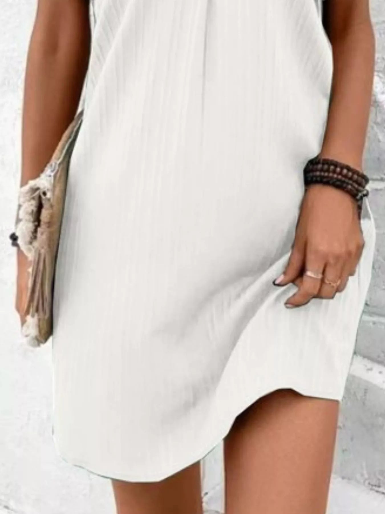 Full Size Casual V-Neck Short Sleeve Dress Plus Size