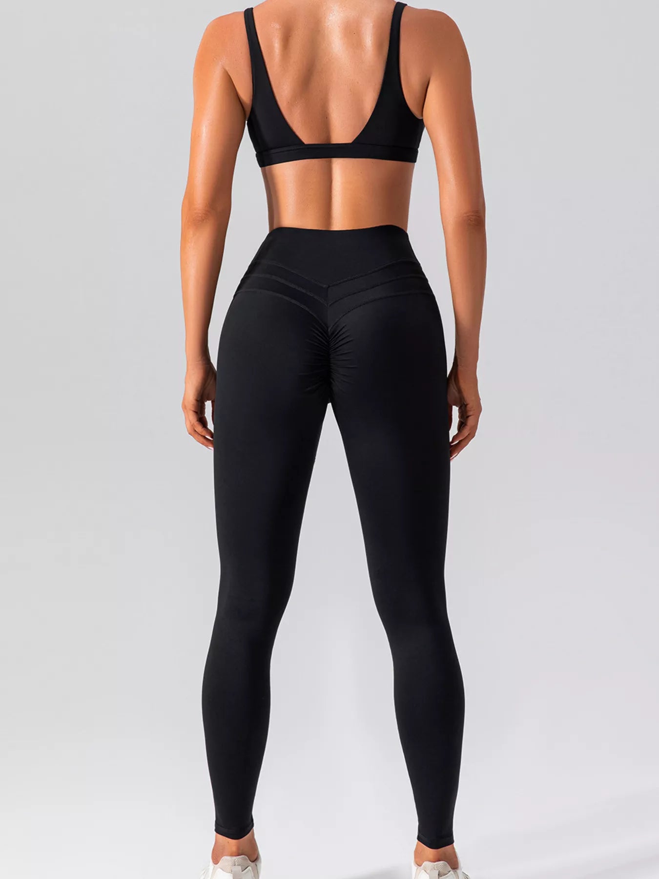 V-Neck Tank and High-Waisted Seamless Pants Active Set