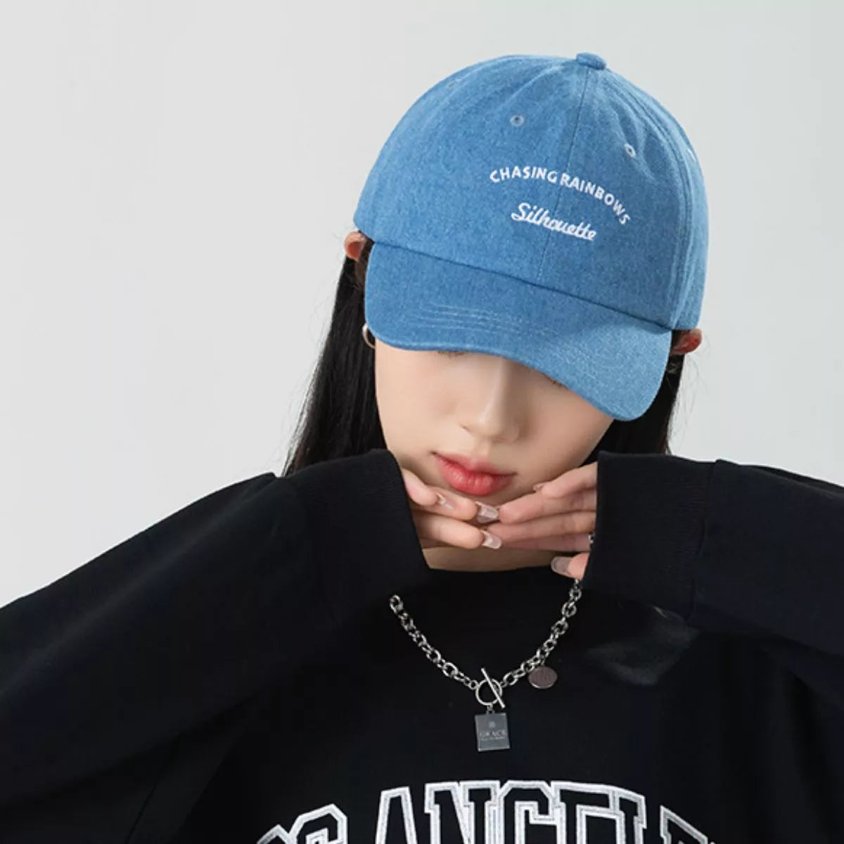 Embroidered Denim Baseball Cap