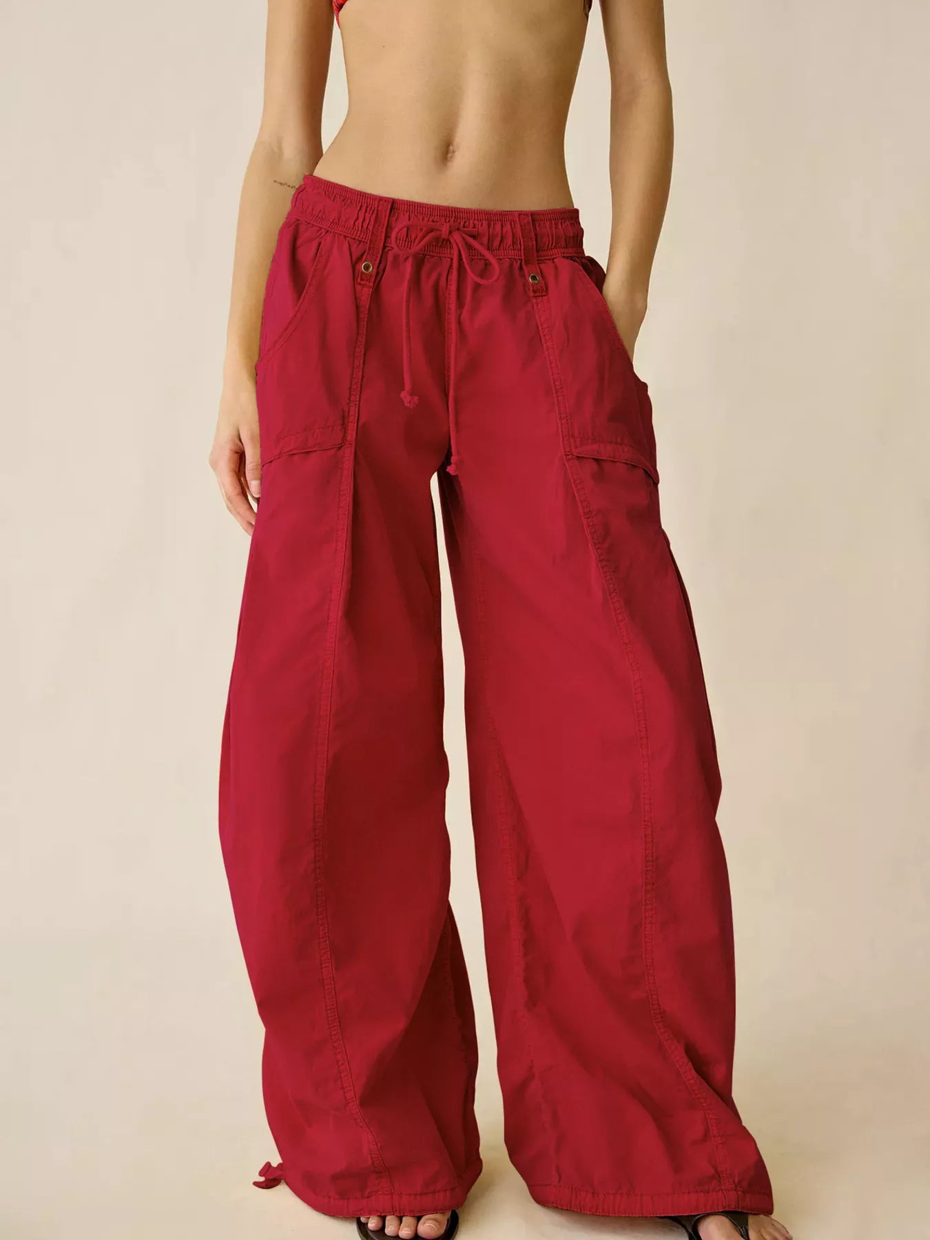 High-Waisted Cargo Wide-Leg Pants