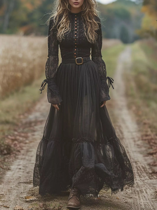 Lace Long Sleeve Maxi Dress