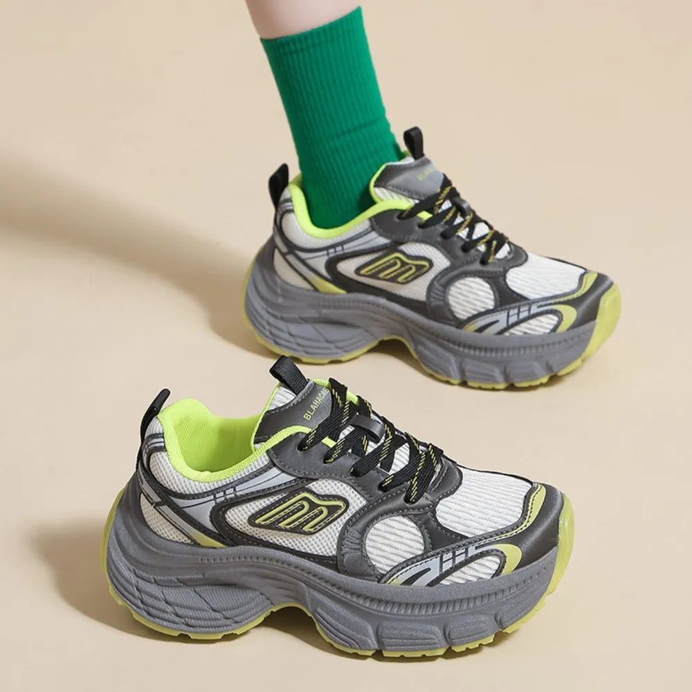 Letter Lace-Up Round Toe Athletic Shoes