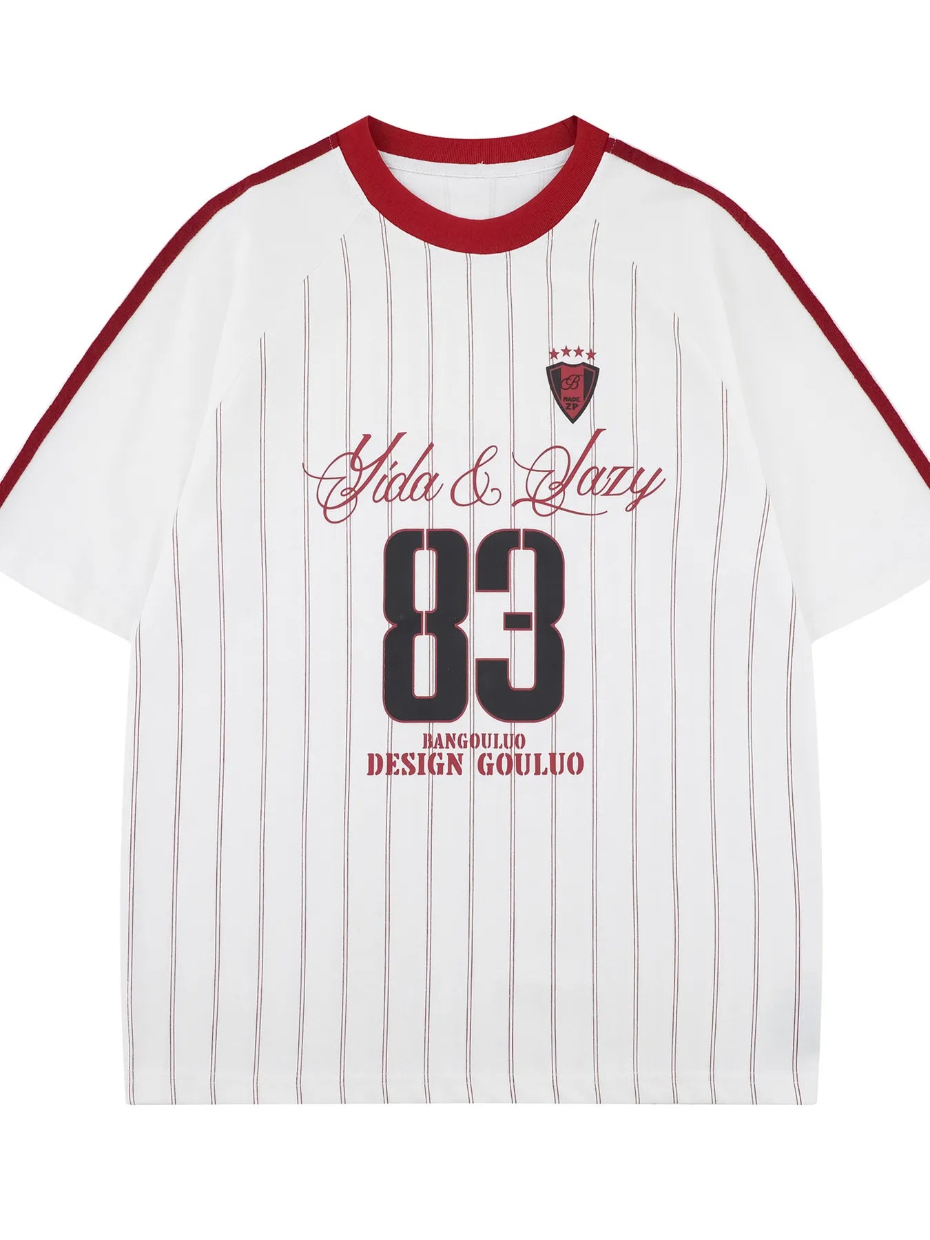 Men's Number 83 Striped Baseball T-Shirt