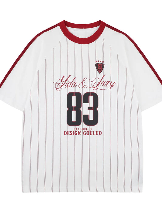 Men's Number 83 Striped Baseball T-Shirt