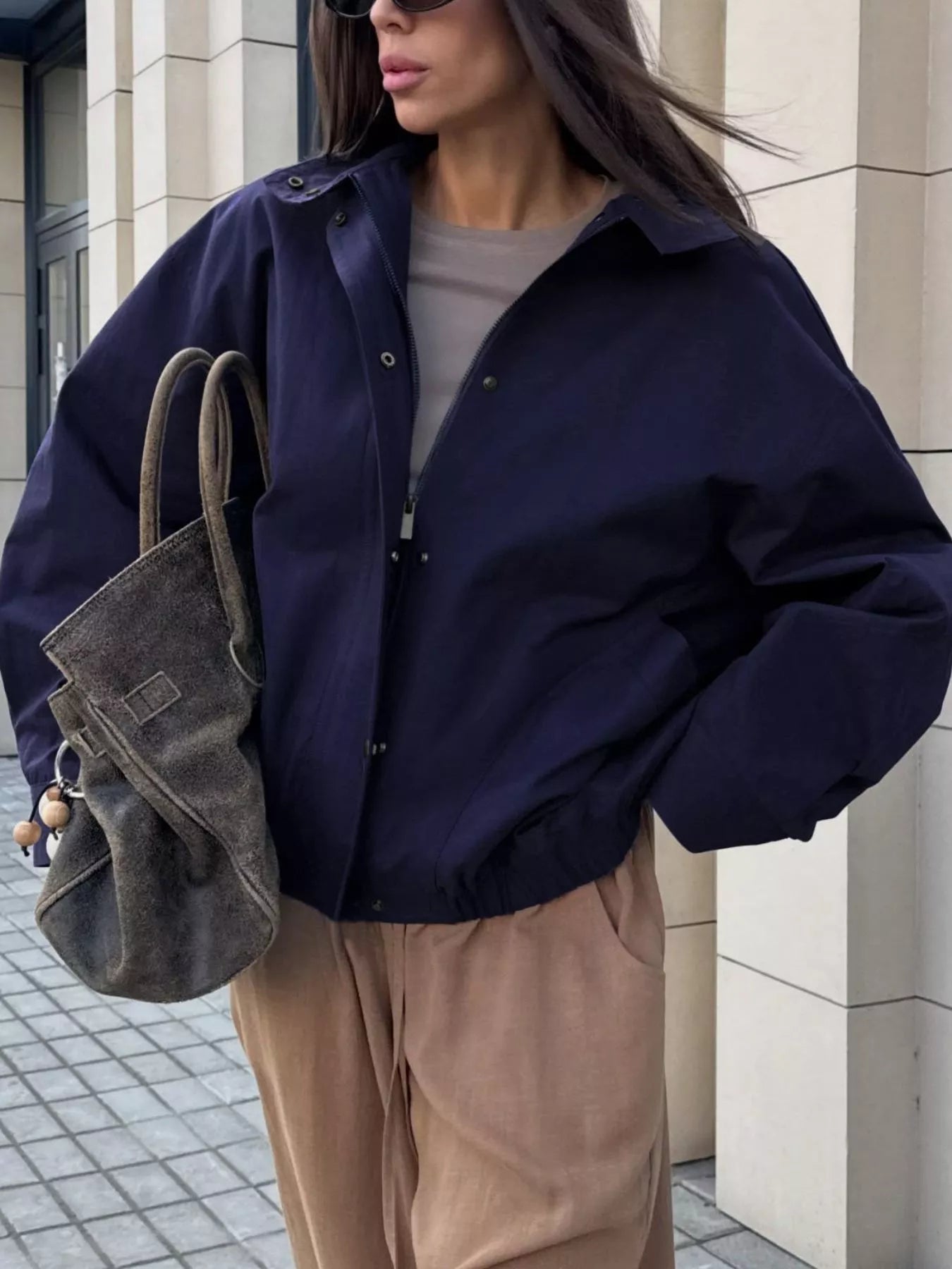 Snap Down Dropped Shoulder Jacket