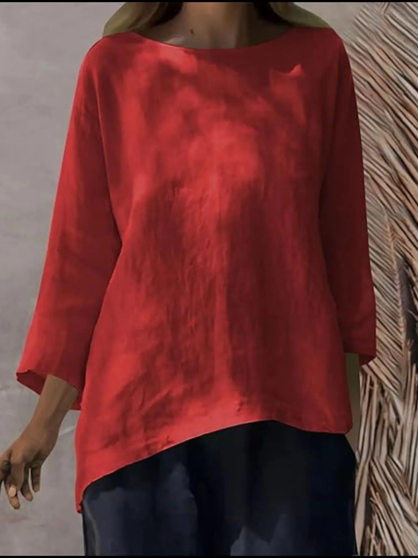 Full Size Round Neck Relaxed Fit Blouse Plus Size