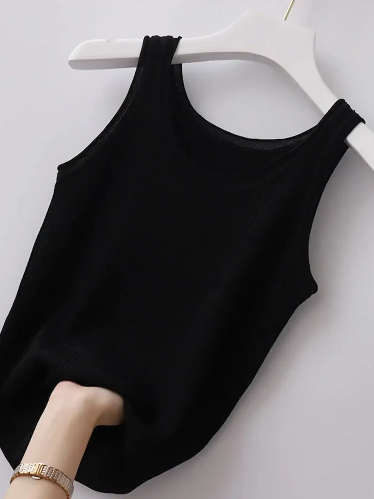 Plus Size Ribbed Knit Scoop Neck Tank Top