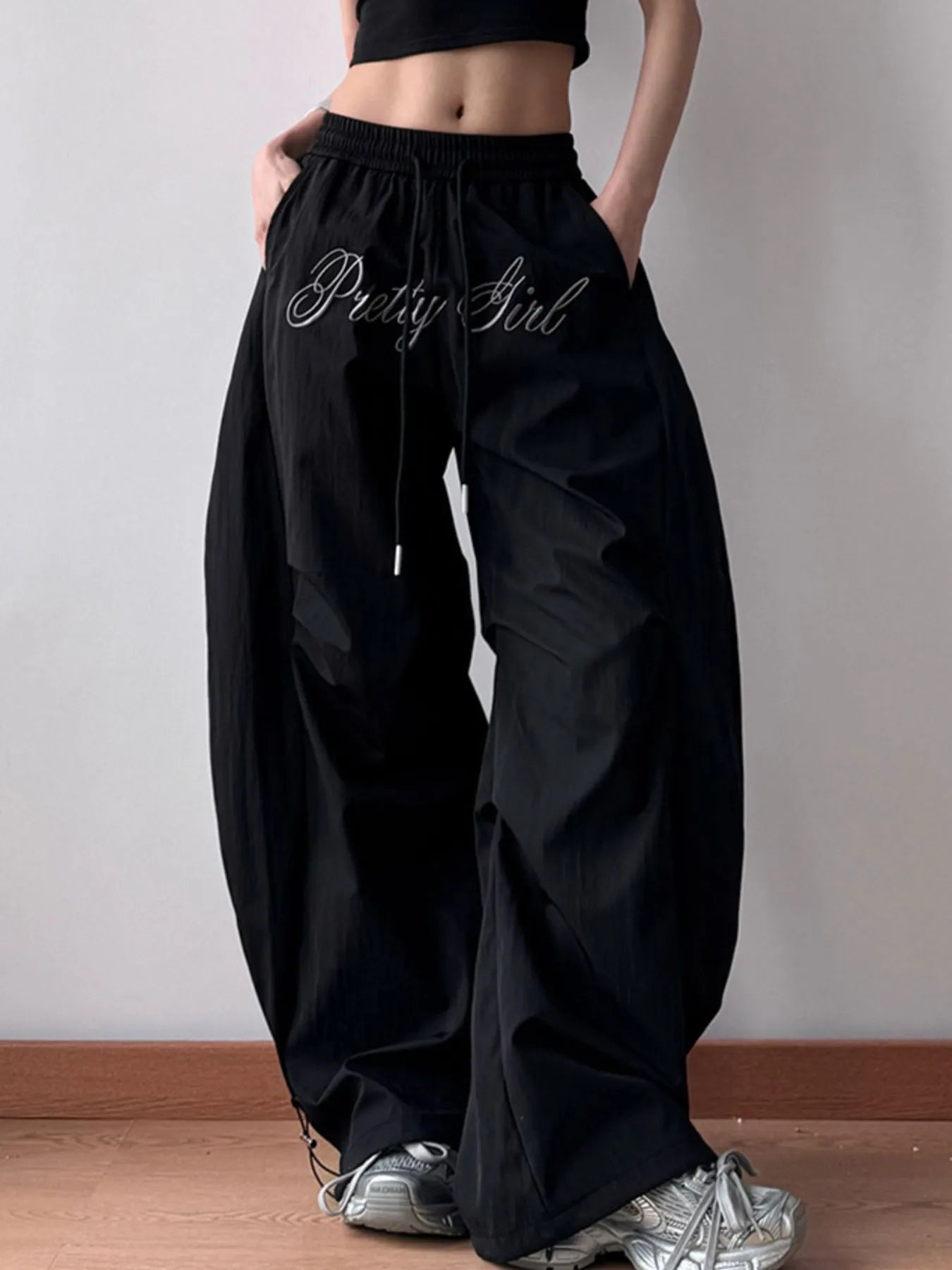 Drawstring Oversized Wide Leg Casual Pants