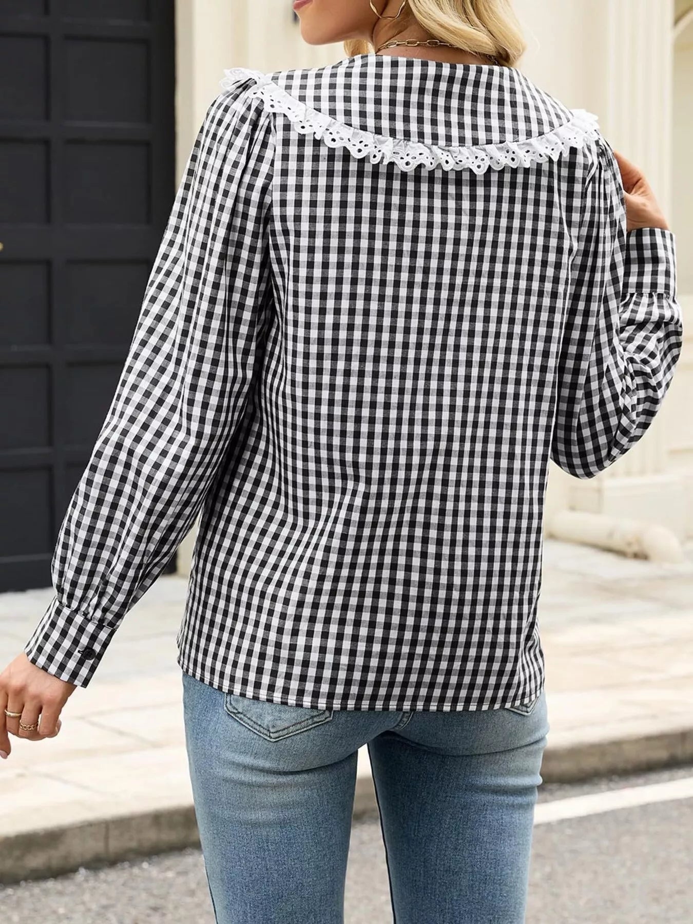 Lace Peter Pan Collar Button Up Shirt