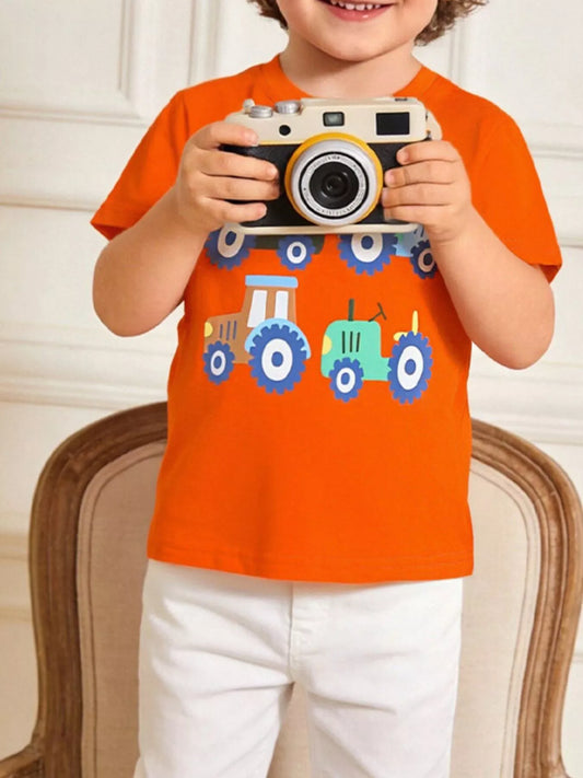Children's Tractor Print Casual T-Shirt
