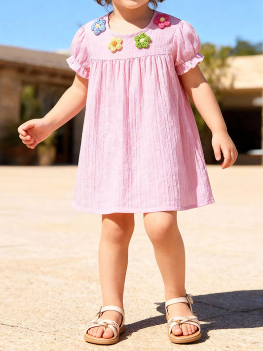 Children's Floral Ruffled Sleeve Dress