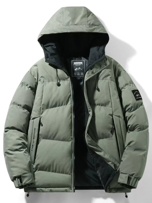 Men's Full Size Outdoor Padded Hooded Puffer Jacket Plus Size