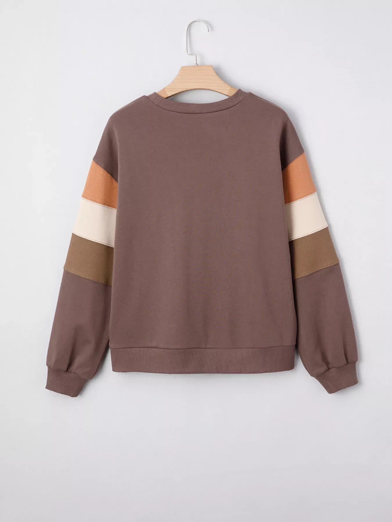 Color Block Drop Shoulder Pullover Casual Sweatshirt