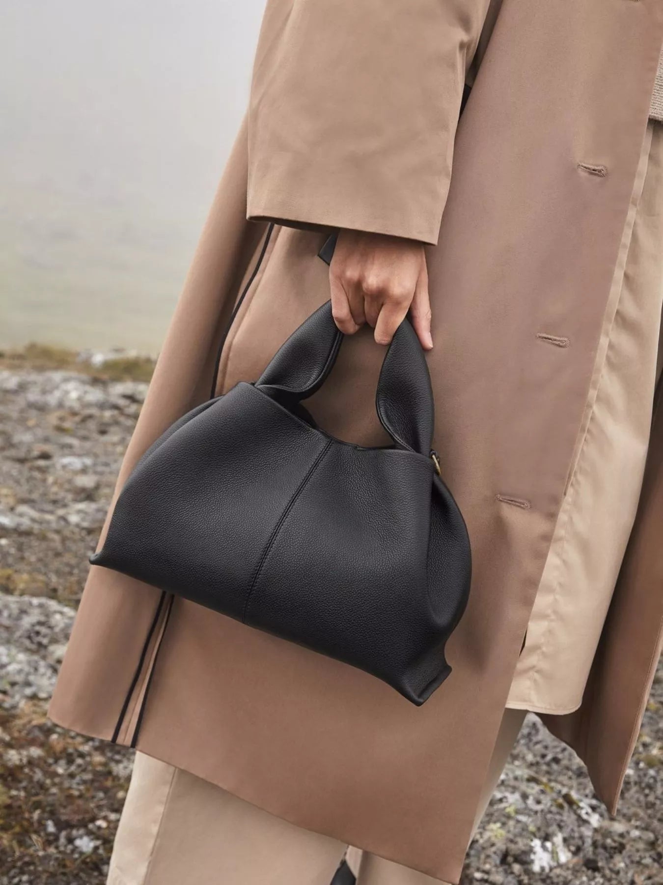 PU Leather Ruched Crossbody Handbag