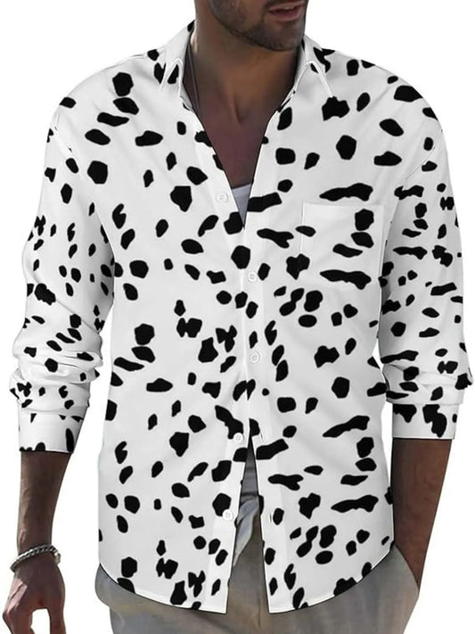 Men's Full Size Printed Button Up Long Sleeve Shirt Plus Size