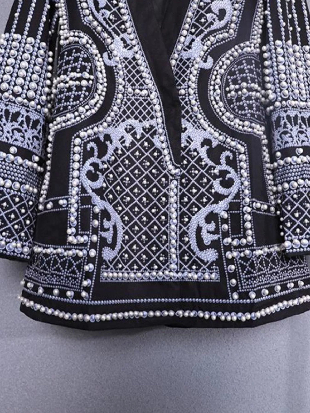 Full Size Embellished Pearl One-Button Blazer Plus Size