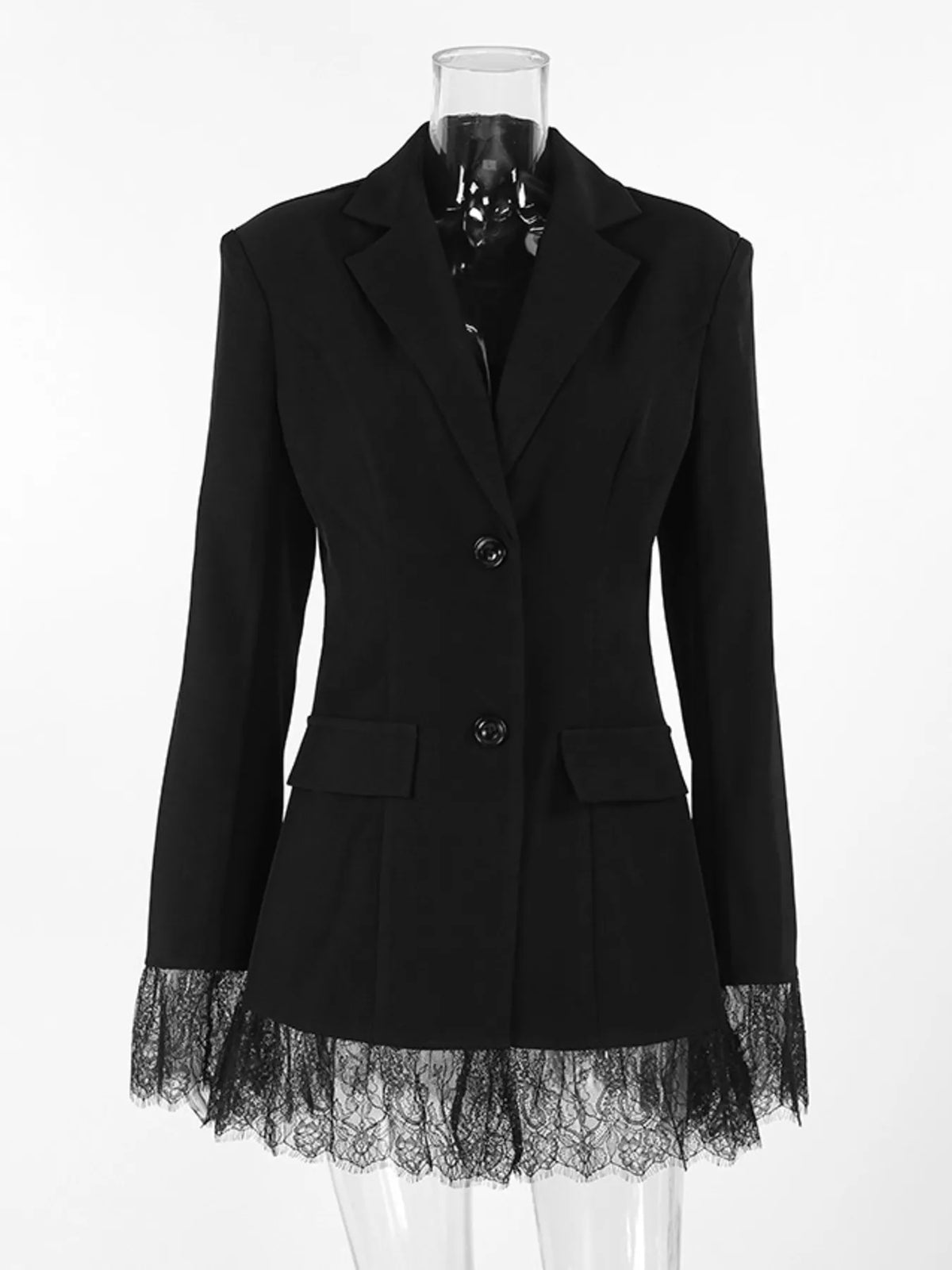 Lace Hem Button Down Blazer
