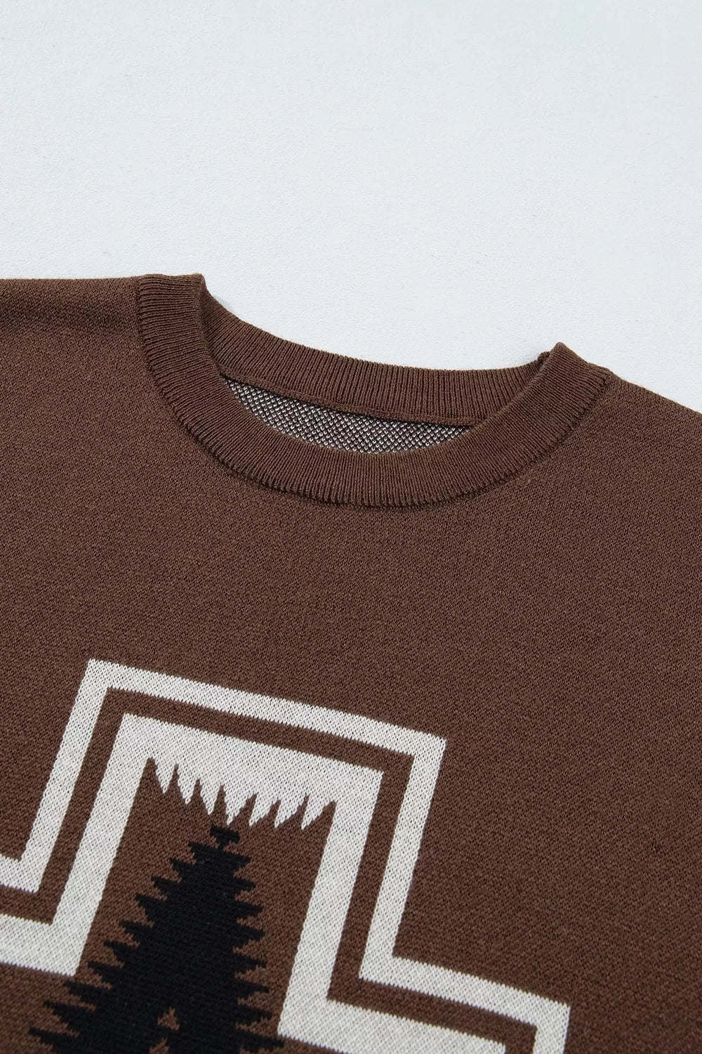 Western Graphic Short Sleeve Knit Casual Sweater