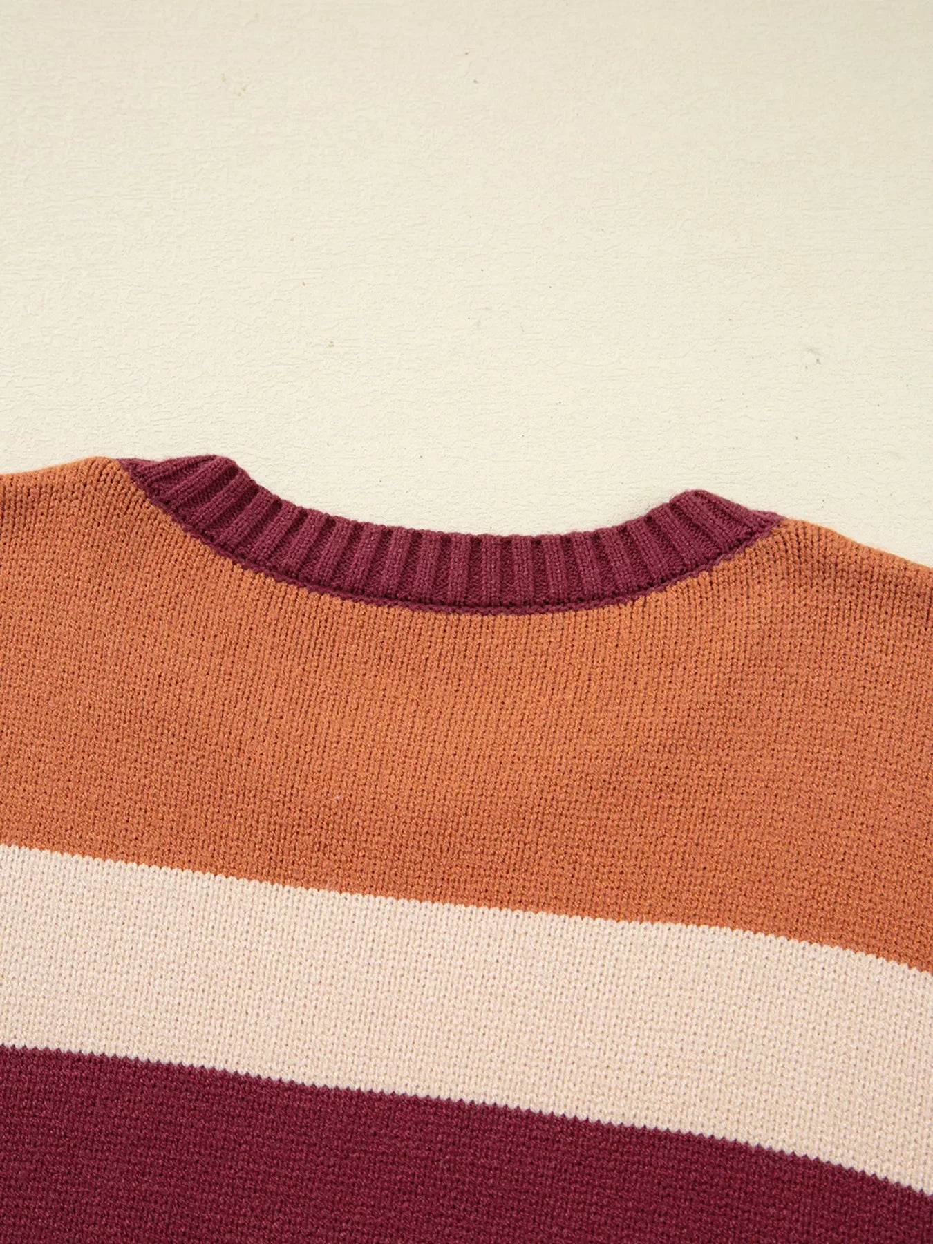 Checkered Color Block Knitted Drop Shoulder Sweater