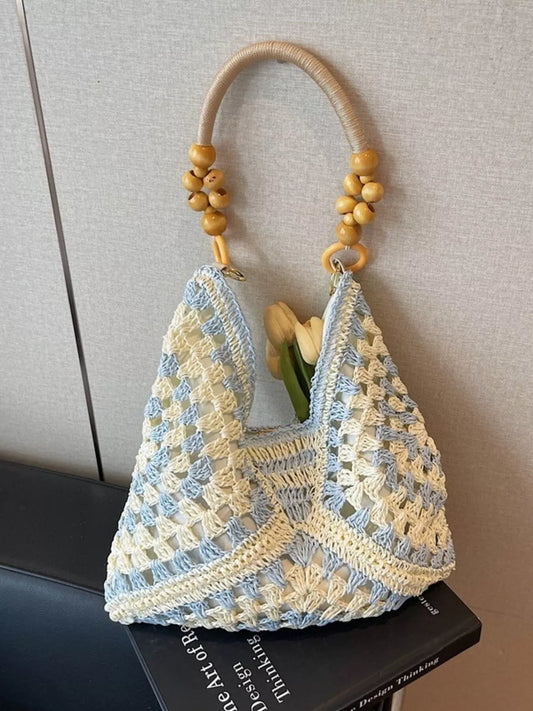 Contrast Crochet Shoulder Bag