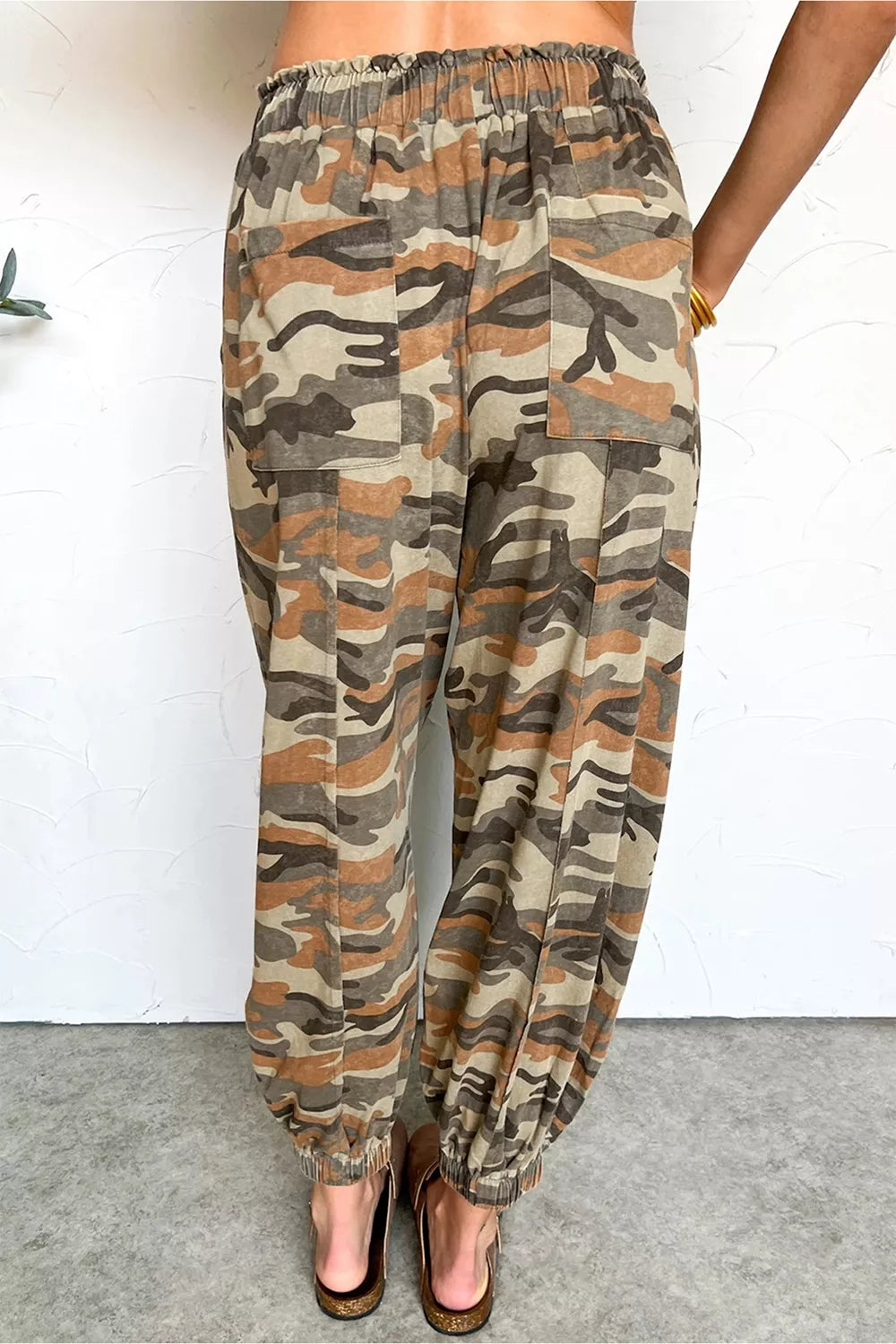Camouflage Printed Drawstring Elastic Waist Jogger Pants