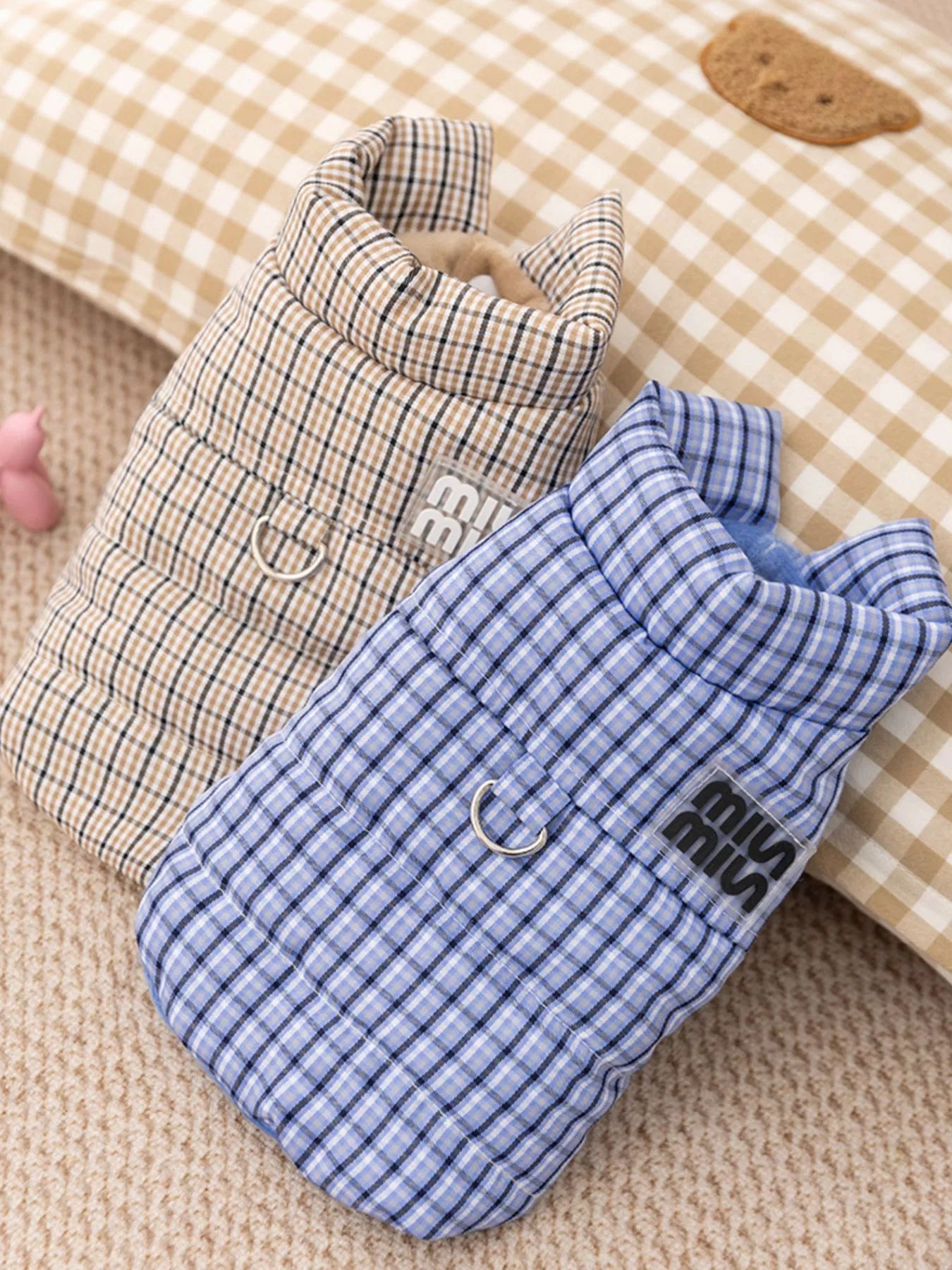 Plaid Ruffle Trim Pet Jacket