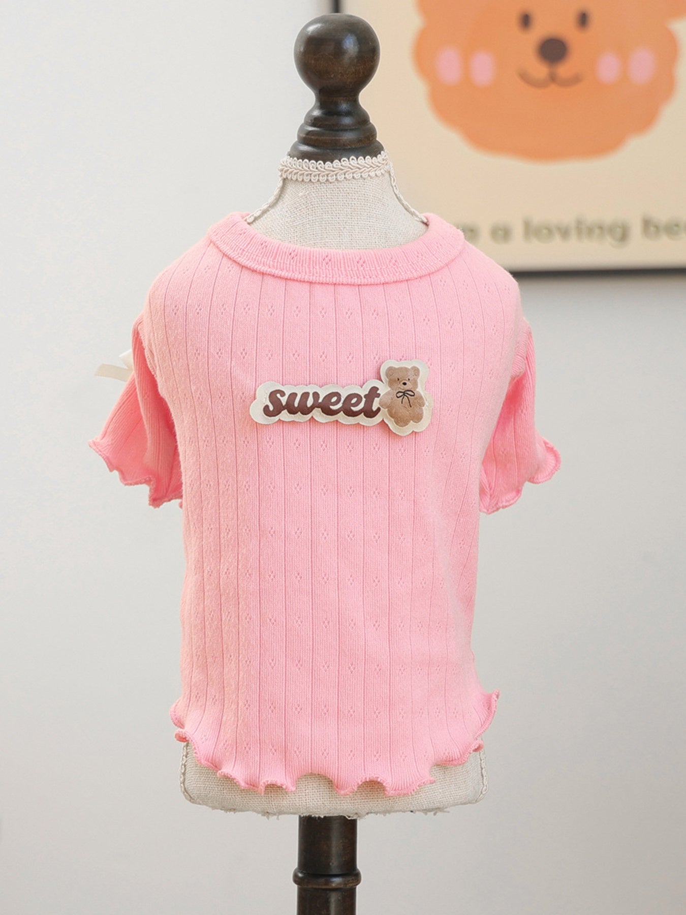 Sweet Bear Patch Ribbed Pet Top