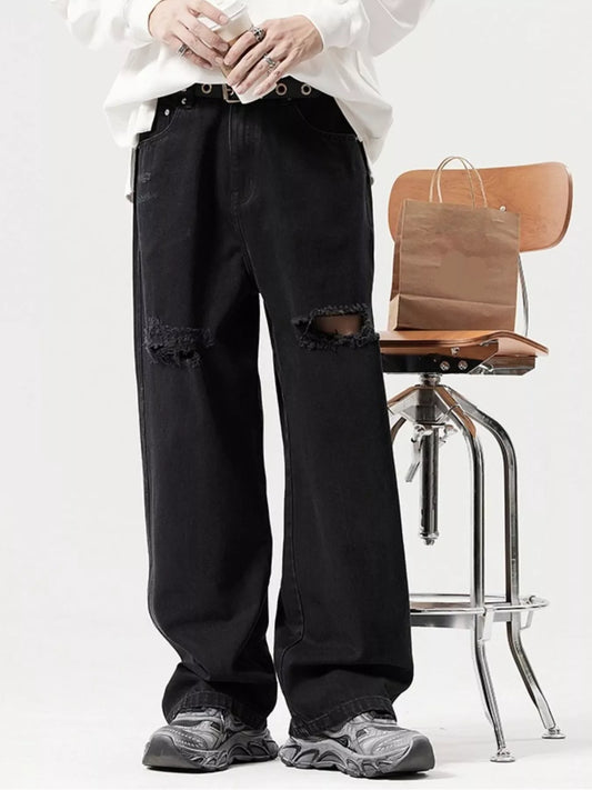 Men's Distressed Wide Leg Jeans