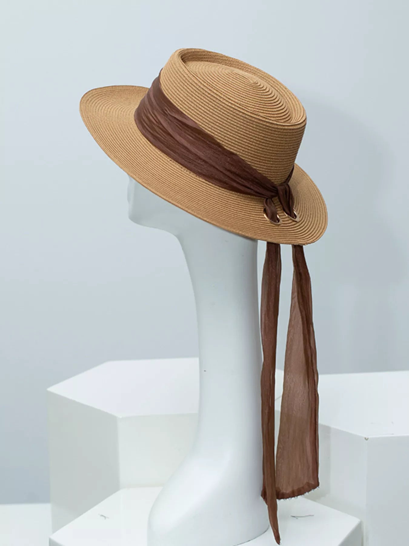 Ribbon Accent Straw Sun Hat