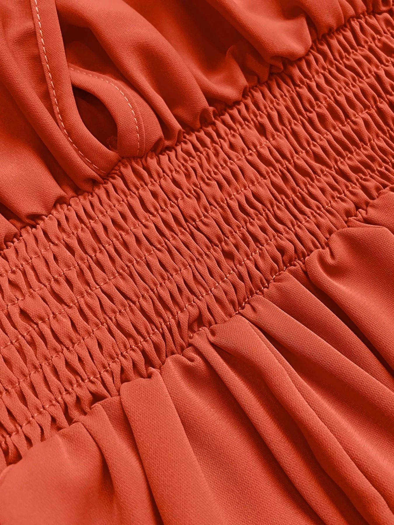 Smocked Ruched Sleeve Maxi Dress