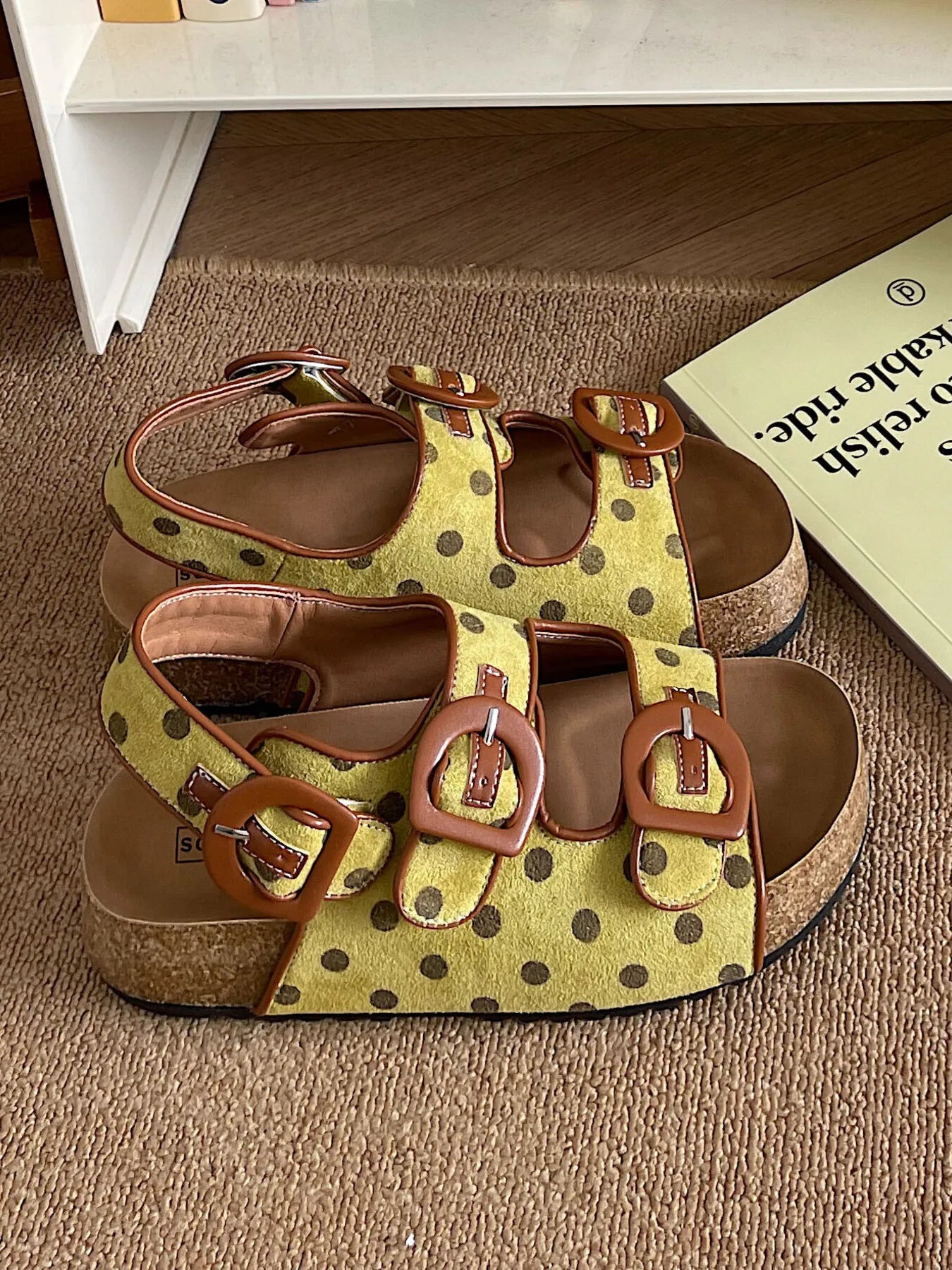 Polka Dot Double Buckle Platform Sandals