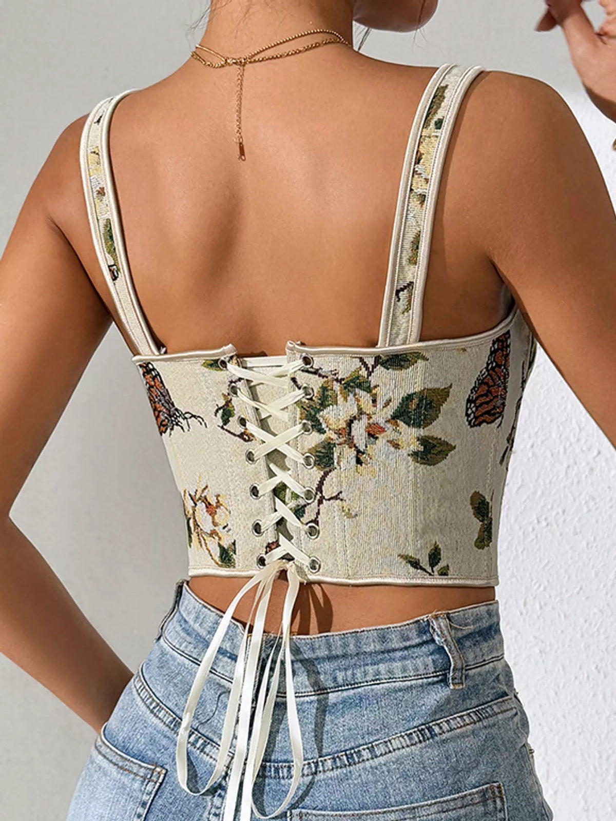 Floral Lace Up Back Tank