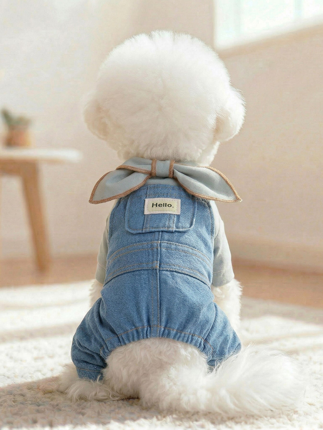 Denim Pet Jumpsuits with Bowknot
