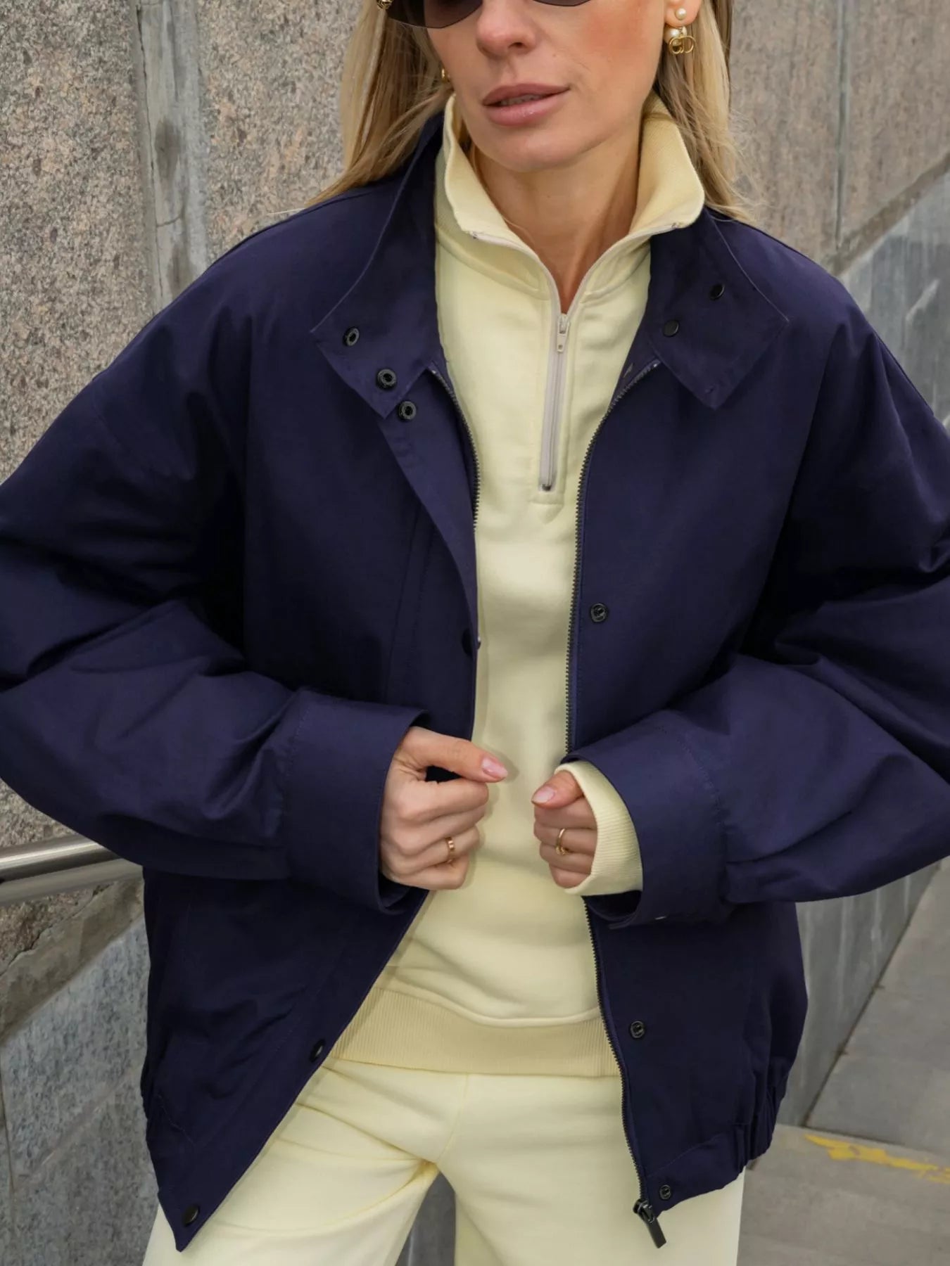 Snap Down Dropped Shoulder Jacket