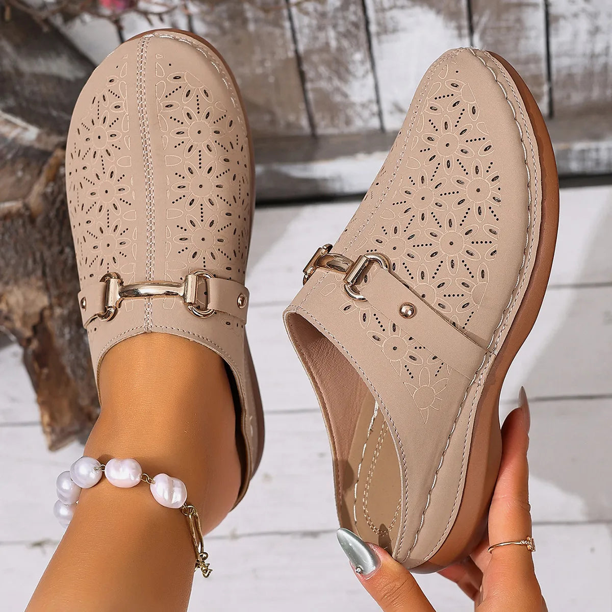 Round Toe Wedge Sandals