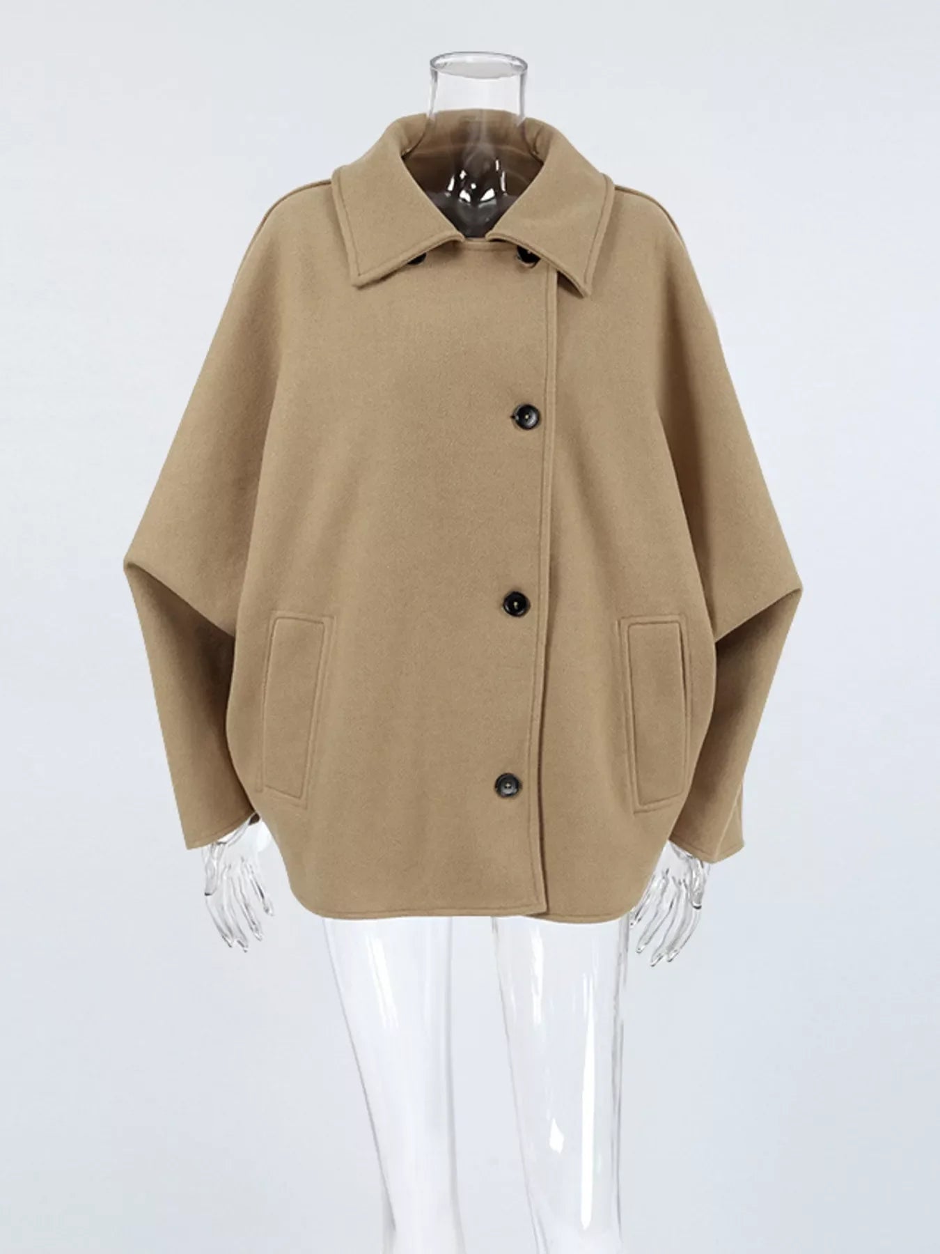 Oversized Lapel Collar Button-Down Coat