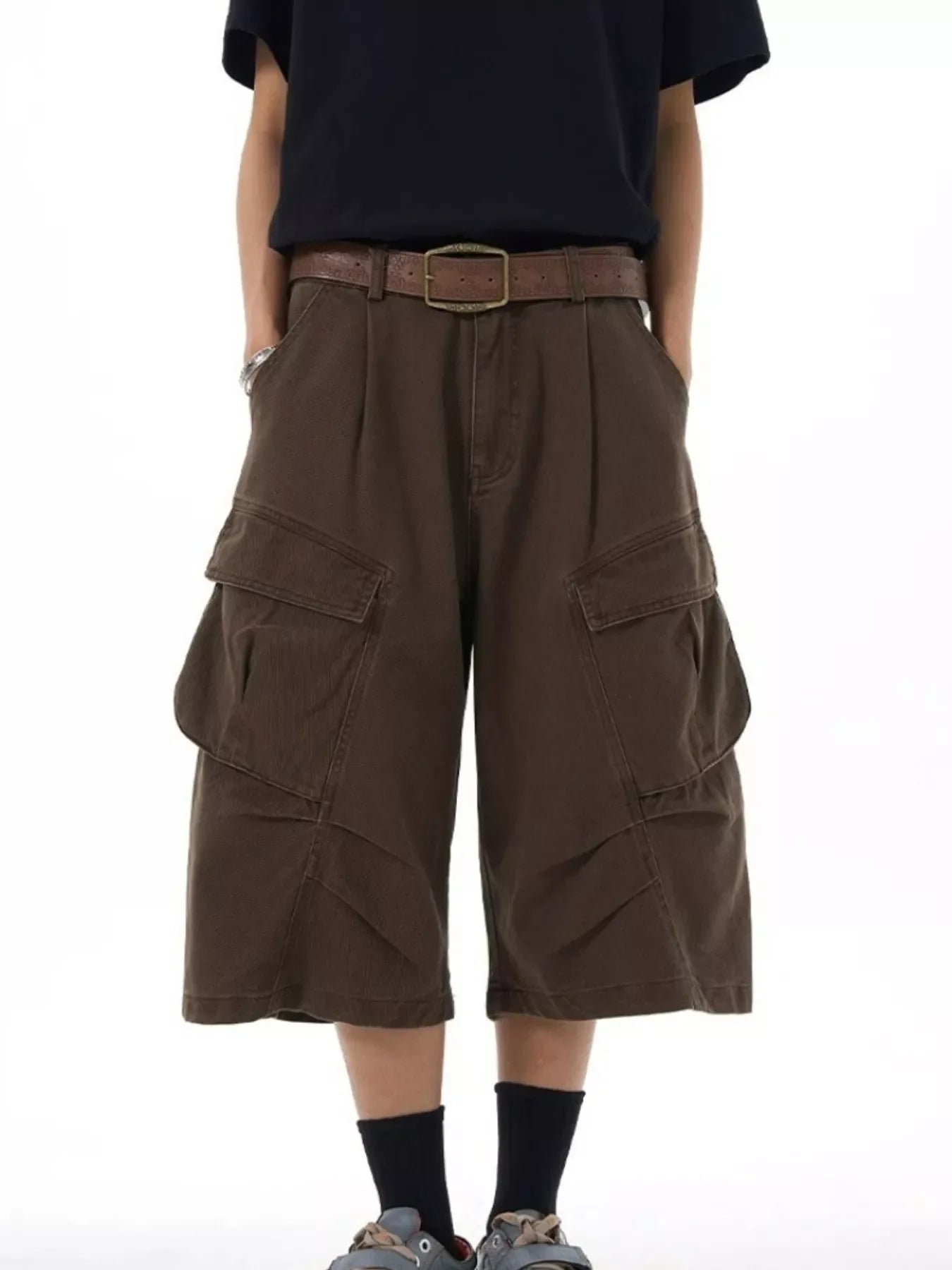 Men's Plus Size Loose-Fit Cargo Capris Pants